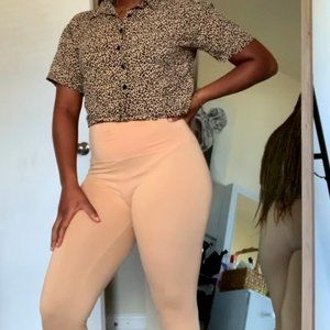Nude Legging & Leopard Crop top